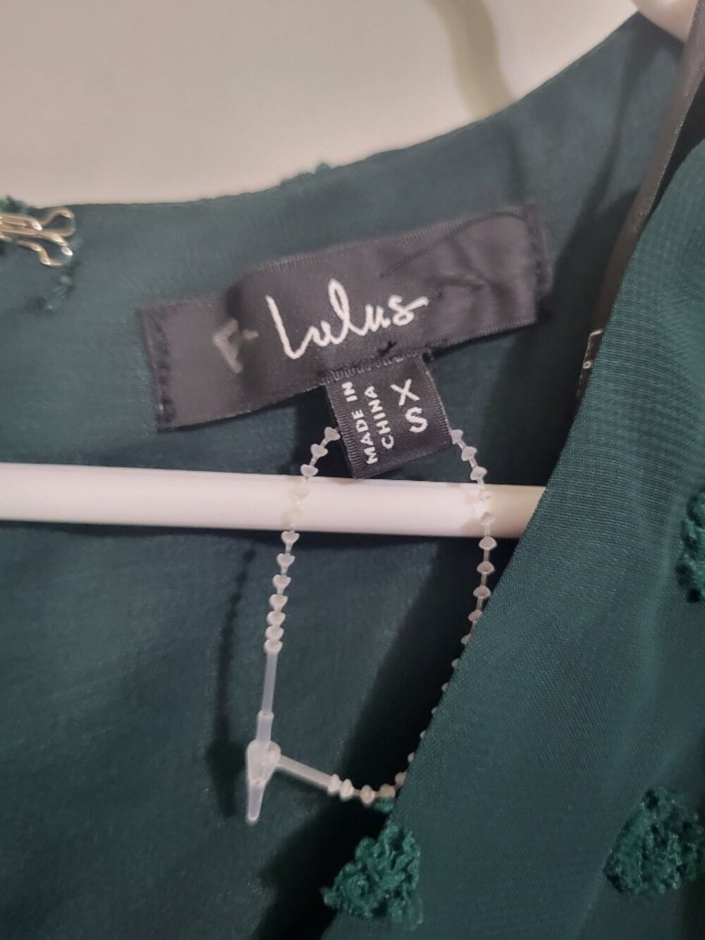 Lulus Women's XS Always on Repeat Emerald Green Clip Dot Long Sleeve Mini Dress - Picture 4 of 6